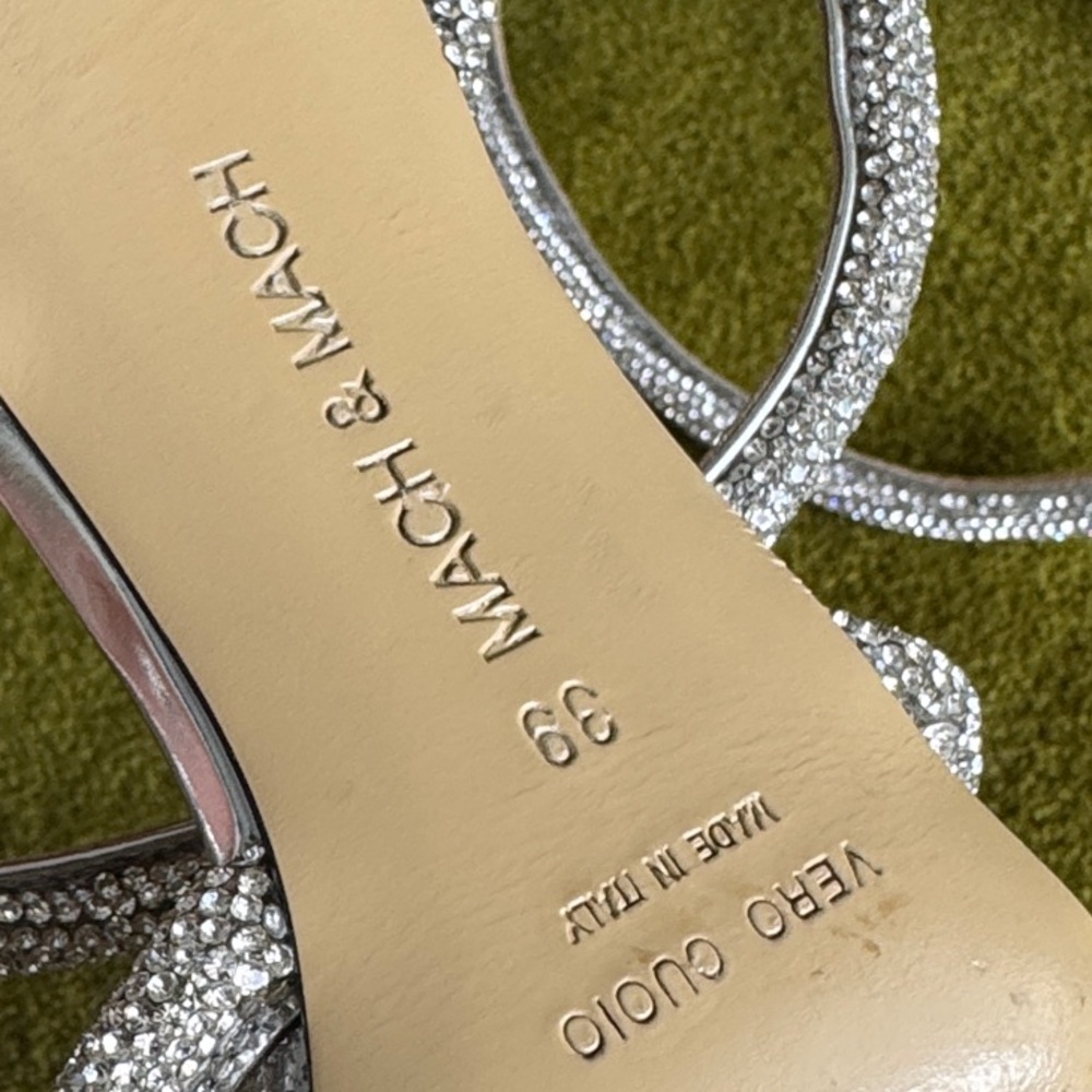 Mach & Mach - Elegant Silver Women's Heels with Rhinestone Bow - Picture 7 of 10